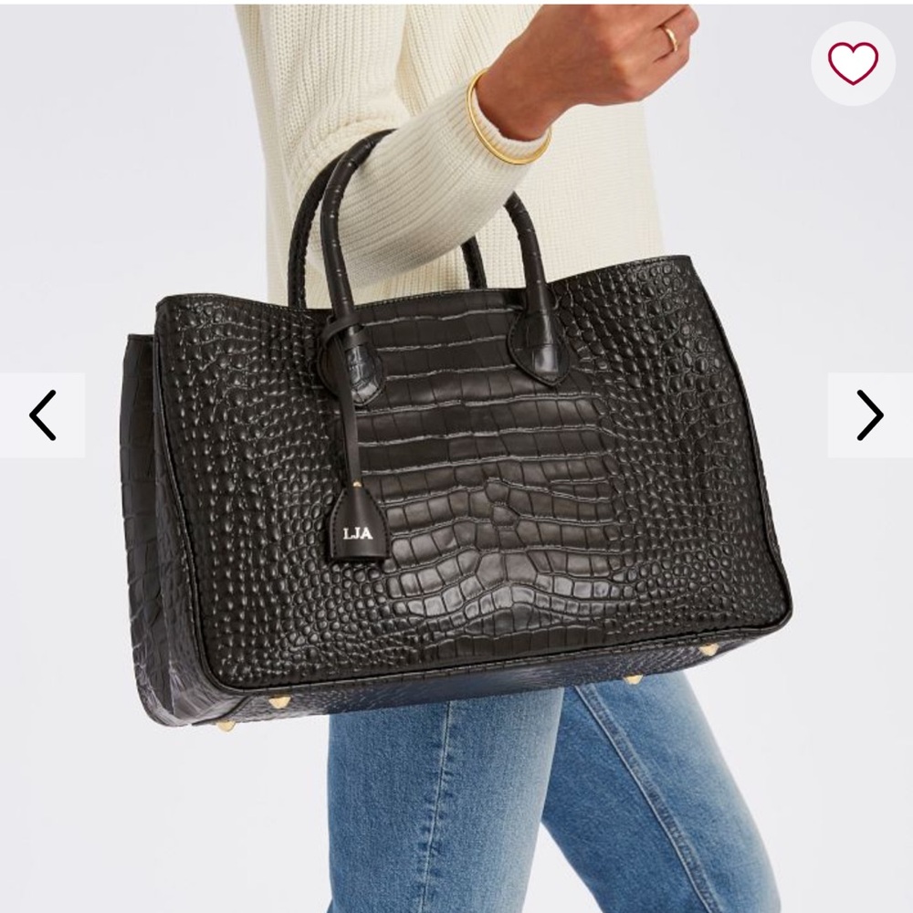 Mark & Graham Elisabetta Croc Handbag - Navy Blue - Picture 4 of 6